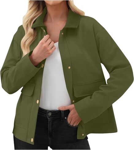 Barn Jackets for Women Fall Jacket 2025 Cropped Trench Coat Women's Outerwear Canvas Jacket Womens Barn Jackets in Saudi Arabia
