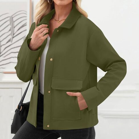 Barn Jackets for Women Fall Jacket 2025 Cropped Trench Coat Women's Outerwear Canvas Jacket Womens Barn Jackets in Saudi Arabia