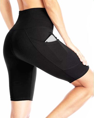 Biker Shorts for Women with Pockets – High Waisted Tummy Control Yoga Shorts – Buttery Soft, Squat-Proof, 4-Way Stretch in Saudi Arabia