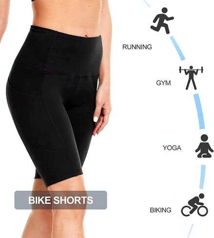 Biker Shorts for Women with Pockets – High Waisted Tummy Control Yoga Shorts – Buttery Soft, Squat-Proof, 4-Way Stretch in Saudi Arabia