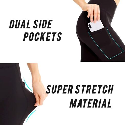 Biker Shorts for Women with Pockets – High Waisted Tummy Control Yoga Shorts – Buttery Soft, Squat-Proof, 4-Way Stretch in Saudi Arabia