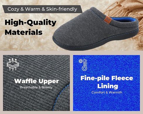Men's House Slippers Coolmax® Comfy Memory Foam Slippers for Men Indoor and Outdoor Slip On Shoes | Moisture-wicking | Breathable in Saudi Arabia