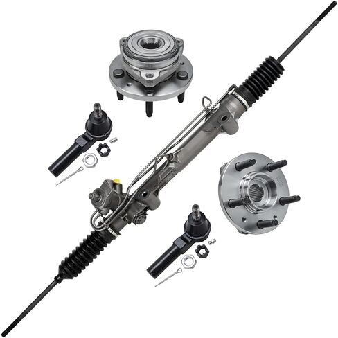 Detroit Axle - 5pc Front Rack and Pinion Kit for Ford 1999-2003 Windstar Power Steering Rack and Pinion Wheel Hub and Bearings Assembly Outer Tie Rods 2000 2001 2002 Replacement in Saudi Arabia