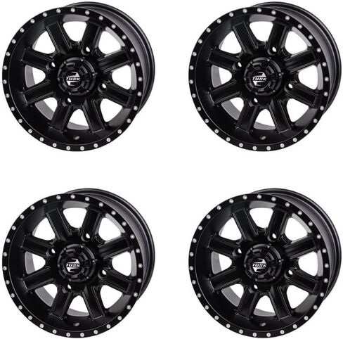 (4 عبوات) 4/110 عجلة تاسك متتالية 12x7 5.0 + 2.0 أسود مطفي لسيارة Honda Pioneer 700 2014-2025 in Saudi Arabia
