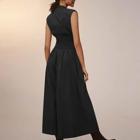 Formal Jumpsuits for Women Dressy Wide Leg Pants Rompers Clubwear Half Zip Smocked Waist Casual Sleeveless Overalls in Saudi Arabia