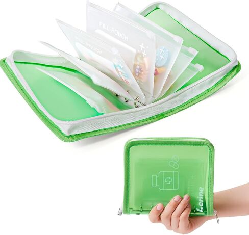 Lerine 7 Reusable Pill Pouch Bags, Zippered Pill Pouch Set, Travel Medicine Organizer with Write on Label, BPA Free Self Sealing Bags with Slide Lock, Ring Binder for Daily Vitamin, Supplement Storage in Saudi Arabia