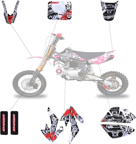 Black Body Plastics Fender Kit & Stickers Decals Kit Graphics and Tall Seat for CRF50 XR50 Taotao Coolster SSR 110 125cc Pit Bike Dirt Bike Baja DR49 in Saudi Arabia