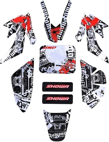 Black Body Plastics Fender Kit & Stickers Decals Kit Graphics and Tall Seat for CRF50 XR50 Taotao Coolster SSR 110 125cc Pit Bike Dirt Bike Baja DR49 in Saudi Arabia