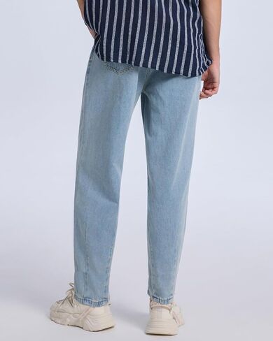 Baggy Jeans for Men Pleated Wide Leg Elastic Waist Denim Pants Y2K Streetwear in Saudi Arabia