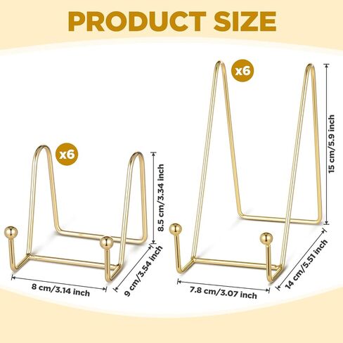 12 Pcs Plate Display Stands Gold Photo Holder Metal Easel Holders Picture Frame Stands for Tabletop Decorative Display Book Creation Collectibles Plaque Art in Saudi Arabia