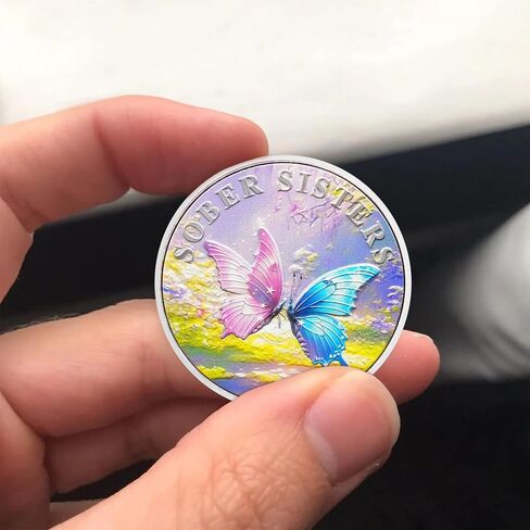 Butterfly Sobriety Chip Alcoholics Anonymous Medallion Recovery Gifts for Men Women Change is The Essence of Life AA Coin with Secret of Change in Saudi Arabia