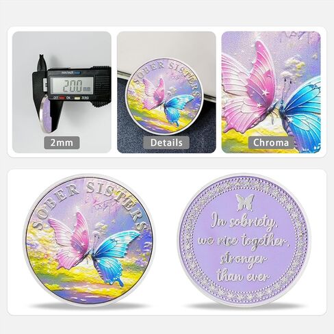 Butterfly Sobriety Chip Alcoholics Anonymous Medallion Recovery Gifts for Men Women Change is The Essence of Life AA Coin with Secret of Change in Saudi Arabia
