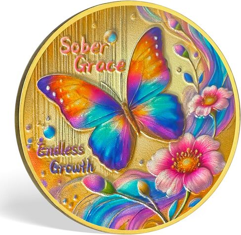 Butterfly Sobriety Chip Alcoholics Anonymous Medallion Recovery Gifts for Men Women Change is The Essence of Life AA Coin with Secret of Change in Kuwait