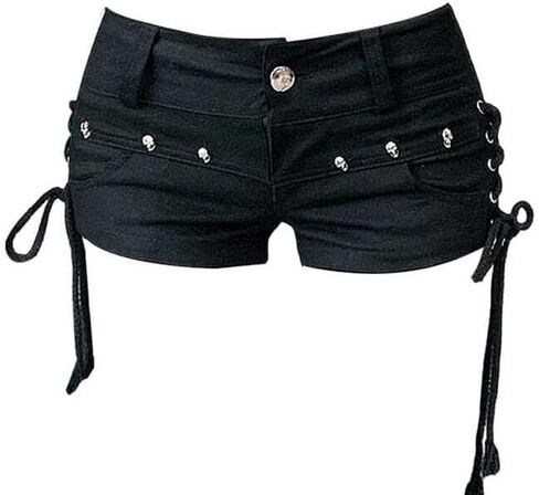 Y2k Summer Women Low Rise Denim Shorts with Belt Harajuku Jean Hot Pants Gothic Vintage Casual Streetwear in Saudi Arabia