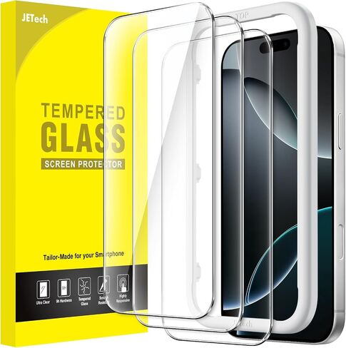 واقي شاشة JETech لهاتف iPhone 16 Plus مقاس 6.7 بوصة، طبقة من الزجاج المقسى مع أداة تثبيت سهلة، صديق للحافظة، شفاف عالي الدقة، 3 عبوات in Saudi Arabia