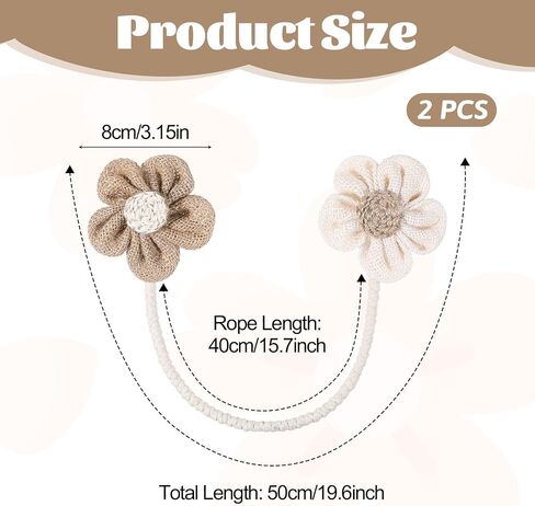 2 Pack Sunflower Rope Curtain Tiebacks Boho Curtain Holdbacks Simple Farmhouse Curtains Ties Elegant Curtains Rope Tieback Drapery Holder Rural Decorative for Home Office Drapes Wall Decor Accessories in Saudi Arabia