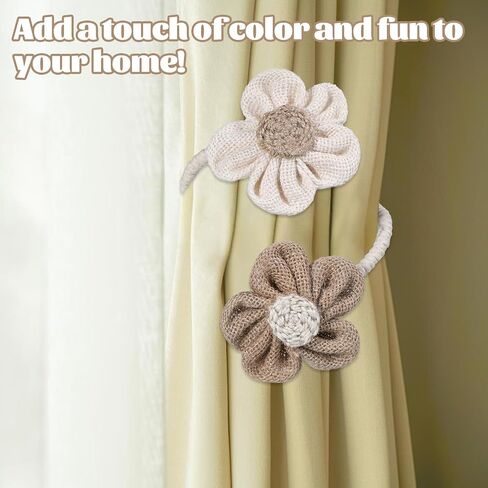 2 Pack Sunflower Rope Curtain Tiebacks Boho Curtain Holdbacks Simple Farmhouse Curtains Ties Elegant Curtains Rope Tieback Drapery Holder Rural Decorative for Home Office Drapes Wall Decor Accessories in Saudi Arabia