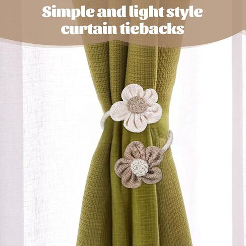 2 Pack Sunflower Rope Curtain Tiebacks Boho Curtain Holdbacks Simple Farmhouse Curtains Ties Elegant Curtains Rope Tieback Drapery Holder Rural Decorative for Home Office Drapes Wall Decor Accessories in Saudi Arabia
