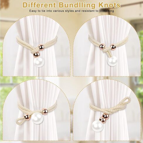 2pcs/Set Unique Night Pearl Shape Curtain Buckle, Suitable for Home Office Interior Curtain Decoration（Beige） in Saudi Arabia