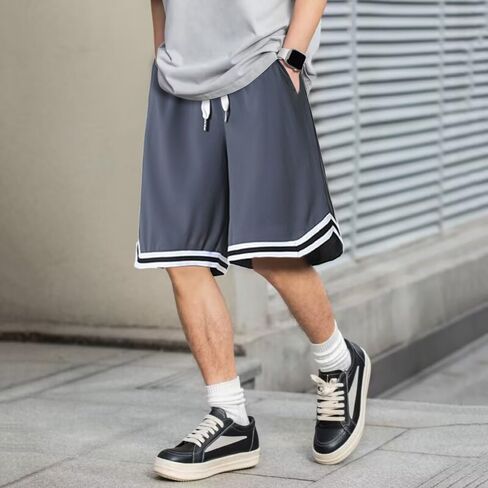 High Performance Athletic and Sports Shorts - Lightweight Ice Silk Material - Comfortable and Versatile Shorts - Gray in Saudi Arabia