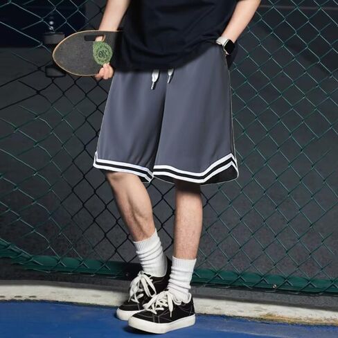 High Performance Athletic and Sports Shorts - Lightweight Ice Silk Material - Comfortable and Versatile Shorts - Gray in Saudi Arabia