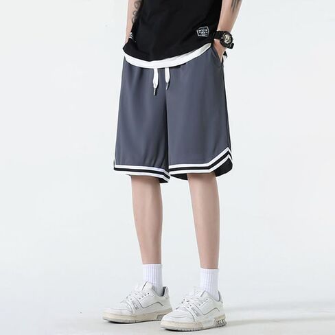 High Performance Athletic and Sports Shorts - Lightweight Ice Silk Material - Comfortable and Versatile Shorts - Gray in Saudi Arabia