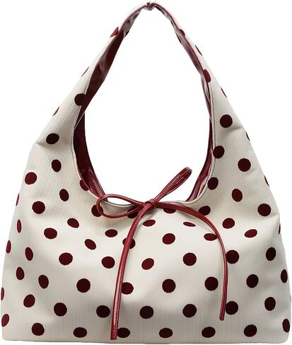 Slouchy Polka Dot Tote Bag for Women Bow Tie Hobo Bags for Women Tote Purse Large Shoulder Handbag Satchel for Travel in Saudi Arabia