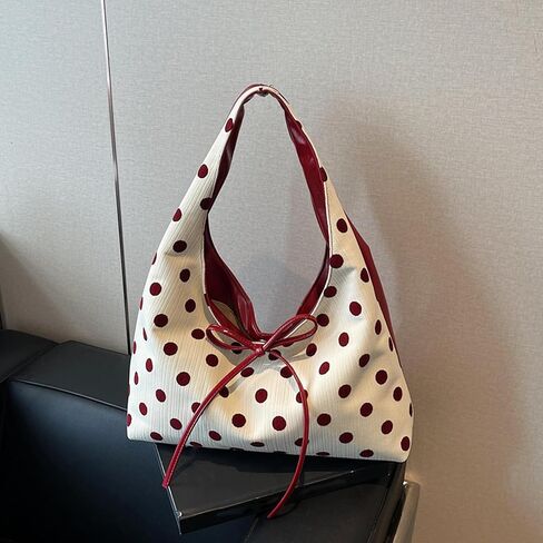 Slouchy Polka Dot Tote Bag for Women Bow Tie Hobo Bags for Women Tote Purse Large Shoulder Handbag Satchel for Travel in Saudi Arabia