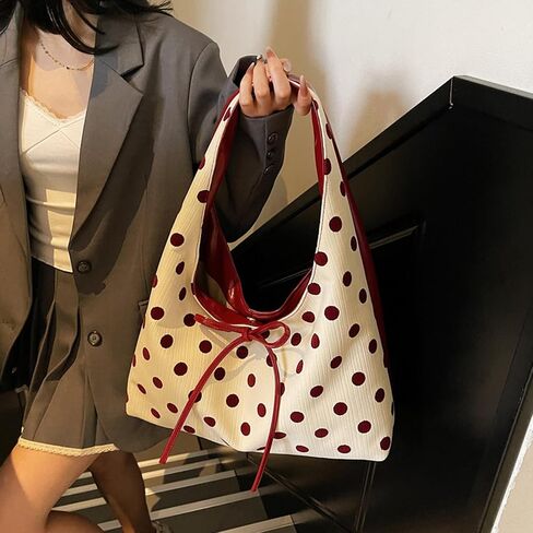 Slouchy Polka Dot Tote Bag for Women Bow Tie Hobo Bags for Women Tote Purse Large Shoulder Handbag Satchel for Travel in Saudi Arabia