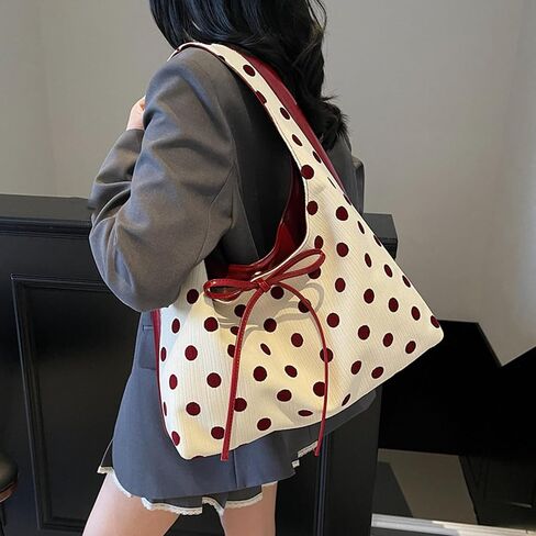 Slouchy Polka Dot Tote Bag for Women Bow Tie Hobo Bags for Women Tote Purse Large Shoulder Handbag Satchel for Travel in Saudi Arabia