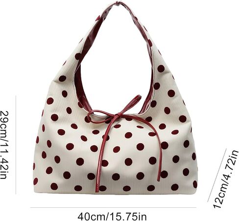 Slouchy Polka Dot Tote Bag for Women Bow Tie Hobo Bags for Women Tote Purse Large Shoulder Handbag Satchel for Travel in Saudi Arabia