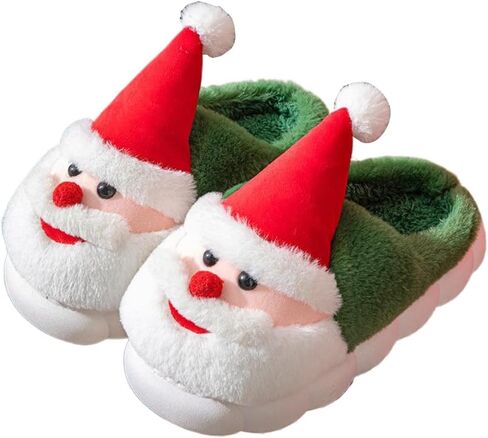 Christmas Slippers for Womens Mens, Christmas Womens House Slippers with Cute Christmas Tree Santa, Fuzzy Lightweight Slippers for Indoor Outdoor in Kuwait