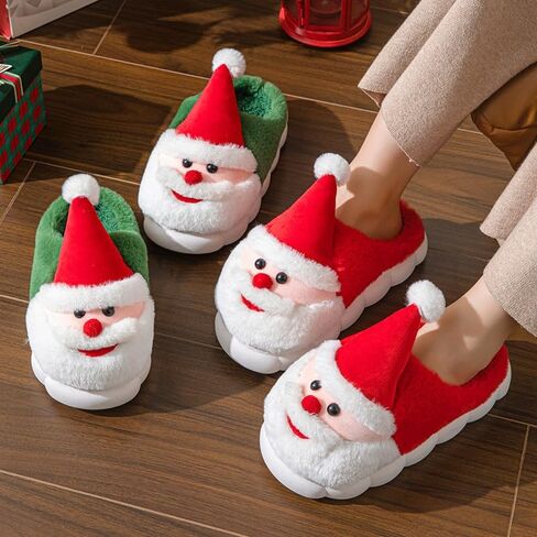 Christmas Slippers for Womens Mens, Christmas Womens House Slippers with Cute Christmas Tree Santa, Fuzzy Lightweight Slippers for Indoor Outdoor in Kuwait