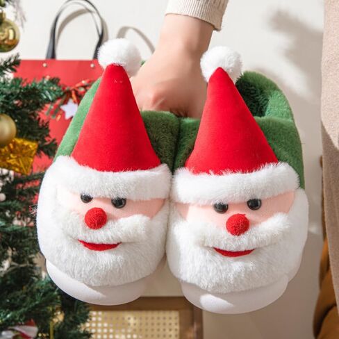 Christmas Slippers for Womens Mens, Christmas Womens House Slippers with Cute Christmas Tree Santa, Fuzzy Lightweight Slippers for Indoor Outdoor in Kuwait