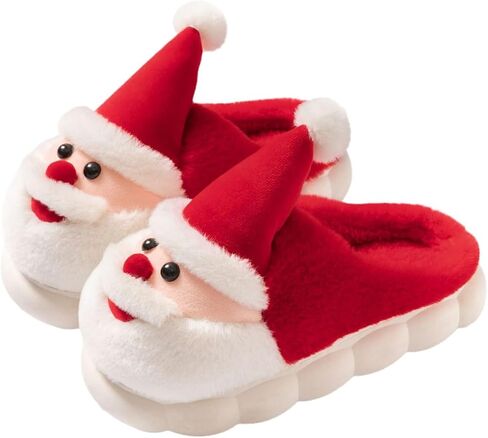 Christmas Slippers for Womens Mens, Christmas Womens House Slippers with Cute Christmas Tree Santa, Fuzzy Lightweight Slippers for Indoor Outdoor in Kuwait
