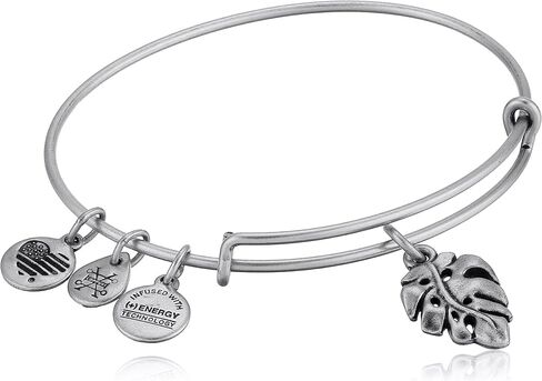 سوار نسائي من Alex and Ani بتصميم أوراق النخيل، فضي رافيلي، قابل للتوسيع in Saudi Arabia