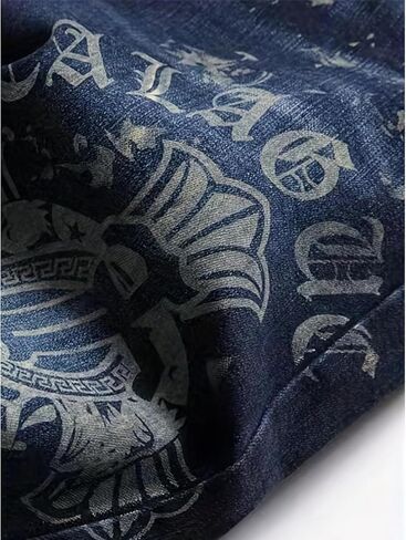 Men's Washed Printed Ripped Denim Jeans in Saudi Arabia