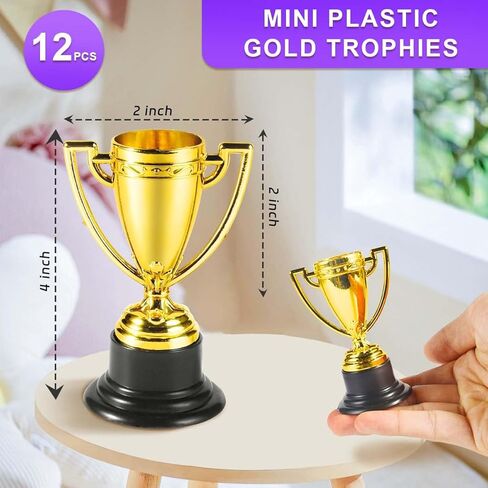 SenseYo24 Pack Mini Trophies Cups, Gold Trophy Award, Plastic Trophies for Kid, 4 Inch Award Trophies for Kids Party Favors, Winning Prizes in Kuwait