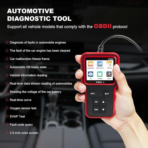 أداة تشخيص الماسح الضوئي للسيارة obd2، قارئ رمز خطأ المحرك التلقائي الاحترافي obd ii مع إعادة الضبط، جهاز اختبار مسح البيانات الحية للمركبات، عالمي لسيارات الدفع الرباعي والسيدان والشاحنة in Saudi Arabia