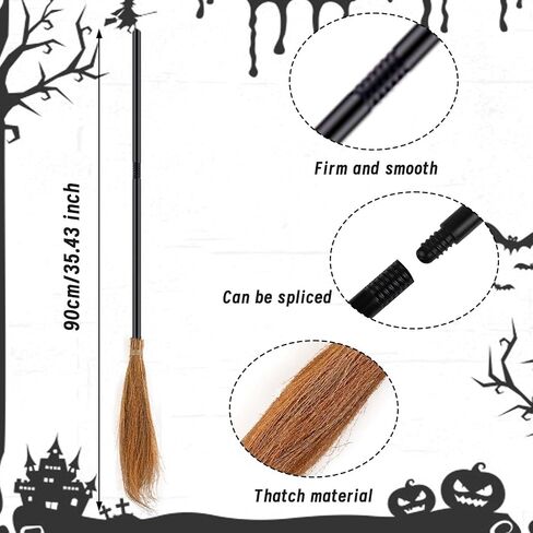 Kavoc 4 Pcs Halloween Witch Costume Include ed Bowknot Headband Orange Bag Wizard Flying Broom and Black Cat Doll for Women Cosplay Dress Up in Saudi Arabia