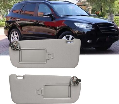 واقي الشمس من الجانب الأيسر للسائق والراكب الأيمن متوافق مع مظلة Hyundai Santa Fe 2006-2009 مع استبدال الضوء 852100W110J4 852200W110J4 رمادي in Kuwait