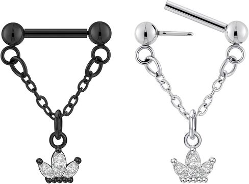 YOFANST 2pc 16G 1.2mm Chain Septum Rings Stainless Steel Septum Piercing Jewelry Threadless Push in Septum Ring Double Helix Piercing Jewelry Length 8mm in Saudi Arabia