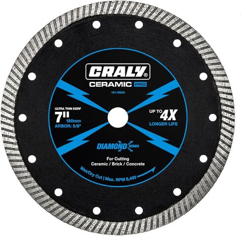 CRALY 4-1/2 Inch Ultra Thin Diamond Saw Blade for Angle Grinder, 7/8 Inch Arbor, Diamond Cutting Wheel, Wet/Dry Cutting, for Ceramic, Tile, Marble, Granite, Brick, Porcelain, 5-pk in Kuwait