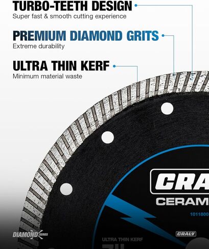 CRALY 4-1/2 Inch Ultra Thin Diamond Saw Blade for Angle Grinder, 7/8 Inch Arbor, Diamond Cutting Wheel, Wet/Dry Cutting, for Ceramic, Tile, Marble, Granite, Brick, Porcelain, 5-pk in Kuwait