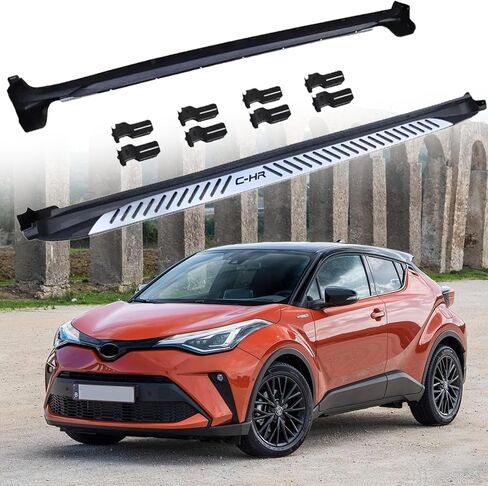 لوحات تشغيل بخطوات جانبية تناسب Toyota CHR C-HR 2018-2022 قضبان نيرف من الألومنيوم قطعتين مع واقي للأقواس in Saudi Arabia