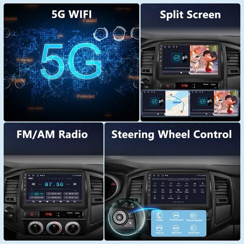 Car Radio for Toyota Tacoma 2005-2015 Built-in carplay Android Auto,9 inch Android 12 Car Stereo Head Unit 2G RAM 32G ROM with DSP WiFi GPS Navigation Bluetooth Steering Wheel Control in Kuwait