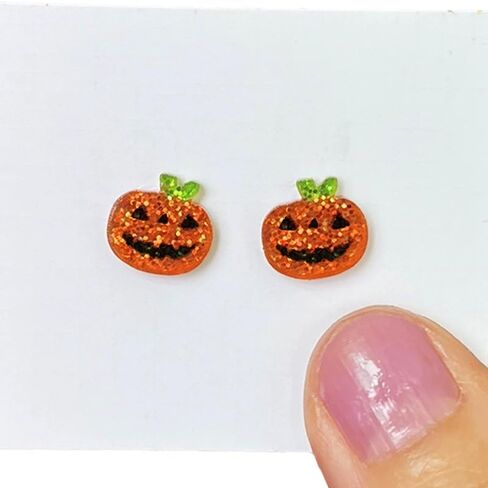 Pingyongchang 4 Pairs Halloween Stud Earrings Set for Women Cute Cartoon Pumpkin Ghost Witch Hat Corn Candy Glitter Acrylic Earring Funny Halloween Outfits Accessories Costume Party Jewelry in Saudi Arabia