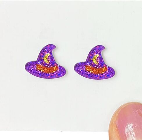Pingyongchang 4 Pairs Halloween Stud Earrings Set for Women Cute Cartoon Pumpkin Ghost Witch Hat Corn Candy Glitter Acrylic Earring Funny Halloween Outfits Accessories Costume Party Jewelry in Saudi Arabia