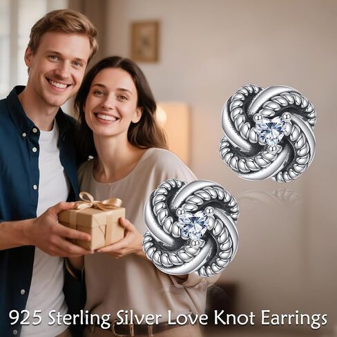 Love Knot Stud Earrings 925 Sterling Silver Twisted Knots Post Earrings Simple Jewelry Gifts for Women Female in Saudi Arabia