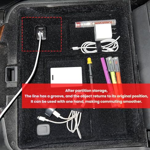 For Cadillac Escalade Center Console Organizer Insert Tray Armrest Storage Box Compatible with Cadillac Escalade Accessories 2019 2018 2017 2016 2015 Flocking Armrest Storage Box - Anti-Skid in Kuwait